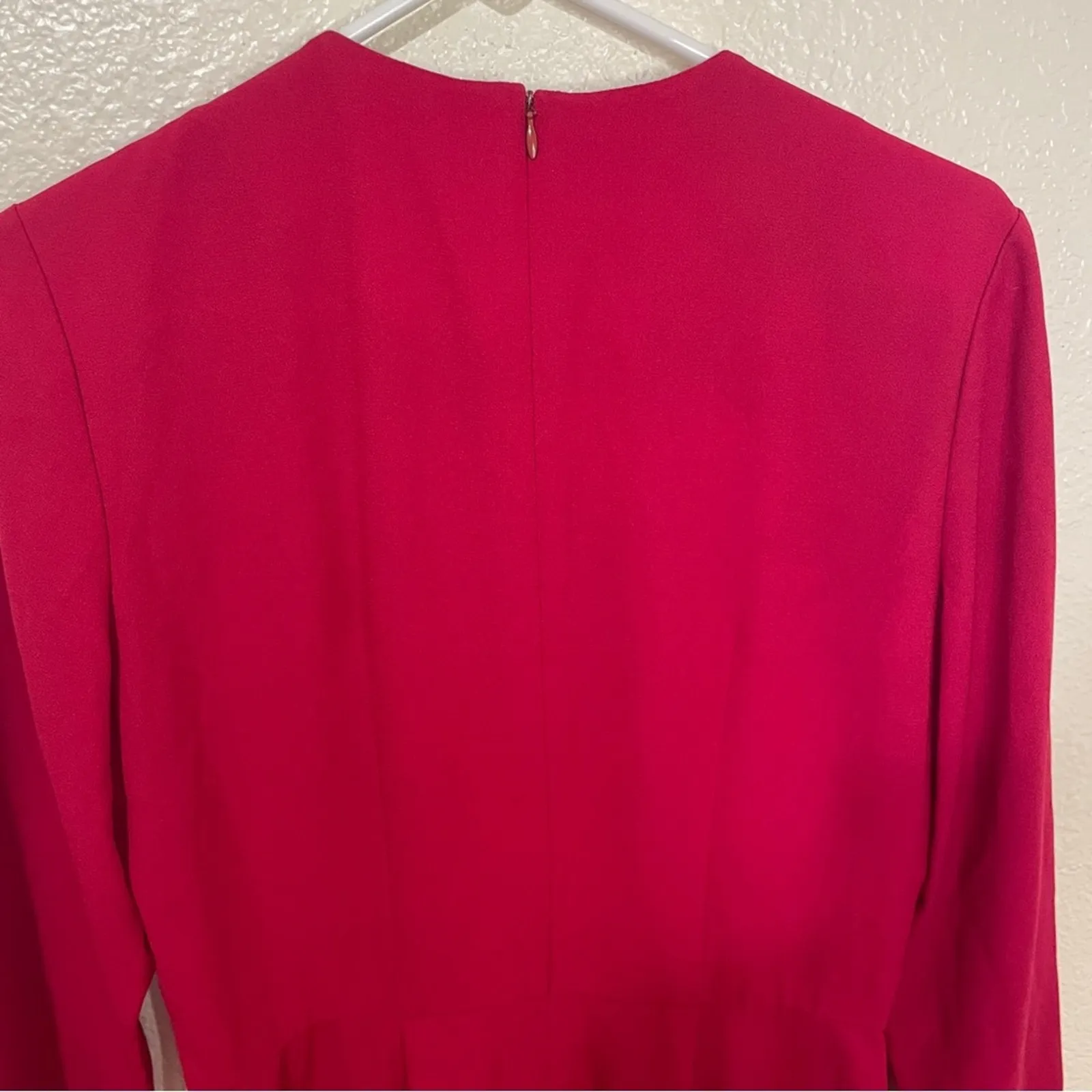 Vintage‎ Rena Rowan for Saville Red Long Sleeve Faux Wrap Maxi Dress Size 8 - Image 11