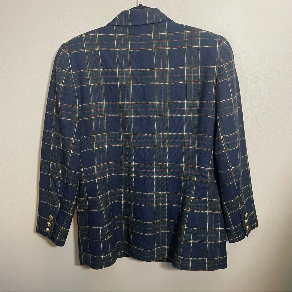 Talbots Vintage Plaid Wool Blazer size 8 petite - Image 4