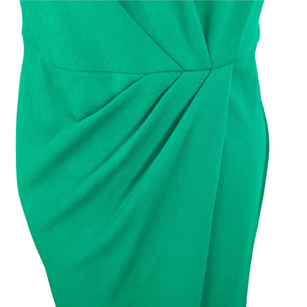 Calvin Klein Emerald Green One-Shoulder Gown Size 2 Ruched Wrap Formal Wear - Image 4