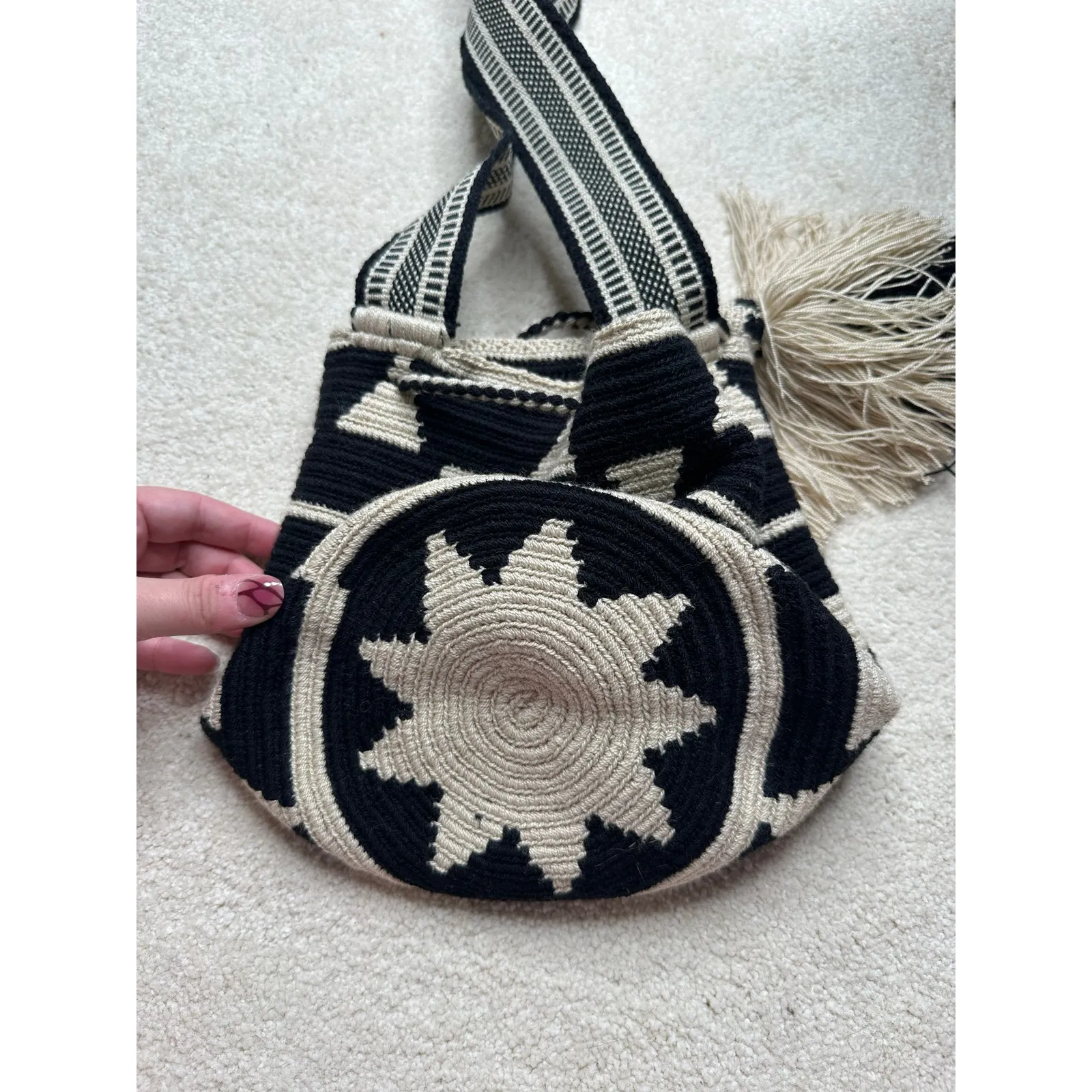 Aztec Print Bucket Bag Drawstring Bag Black - Image 4