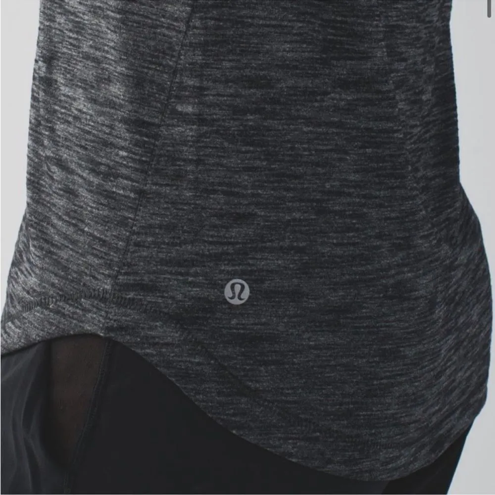 Lululemon What the Sport Short Sleeve V-Neck Tee Heathered Black & Grey Small - Image 2