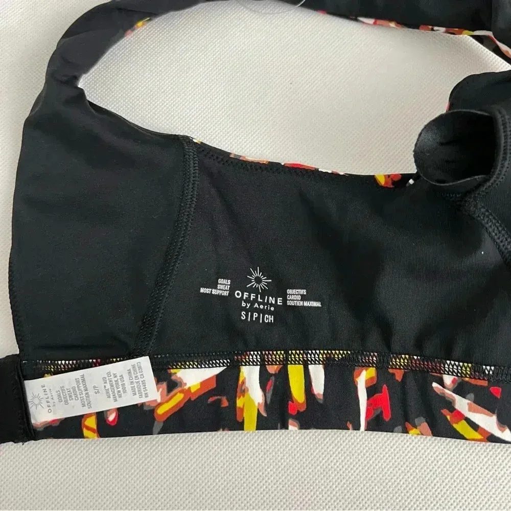 Offline Aerie Sports Bra Size Small Black Multicolor Goals Sweat Most Support - Image 7