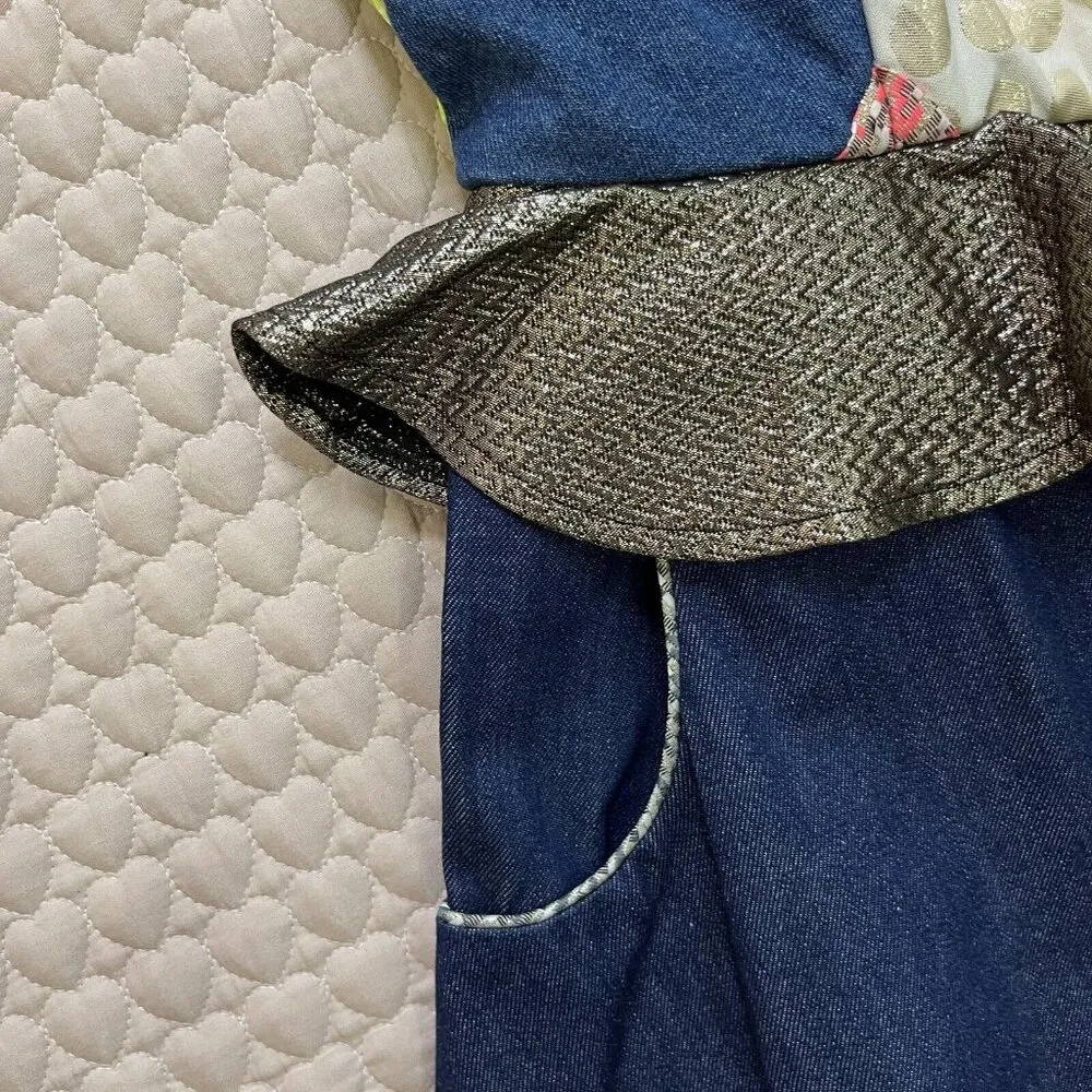 NWT Celia B Women's Denim Sleeveless Ruffle Dress Size S Knee length Blue - Image 4