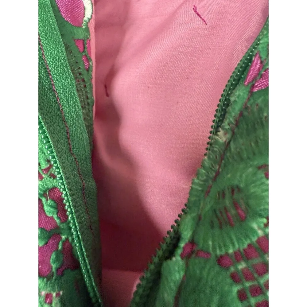 Handmade macramé floral bright green satin lace midi dress S whimsical fairy - Image 8