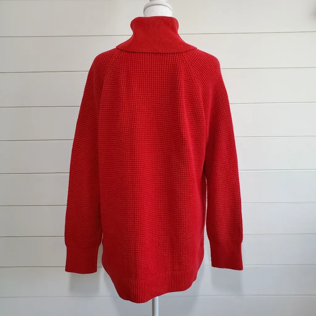 Michael Kors  Sweater Size Medium Red Chunky Open Knit Cowl Neck Size‎ XL - Image 3