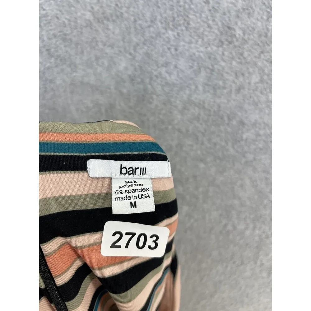 BAR III Women's Fit & Flare Dress Sleeveless Striped Size Medium USA Made - Image 3