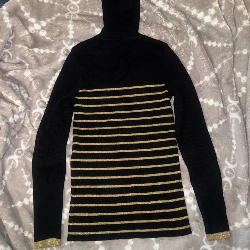 Ralph Lauren Black and Gold Women's Turtleneck Sweater - Image 3