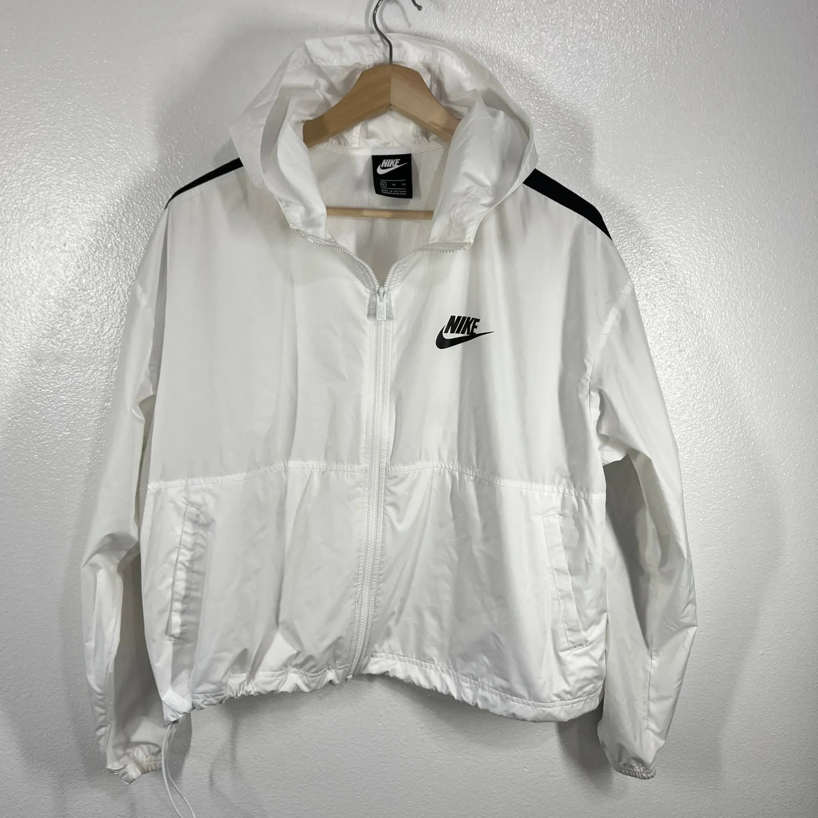 Nike Windrunner Jacket‎ Full Zip Lightweight Black Trim White XL Sun Protection - Image 2