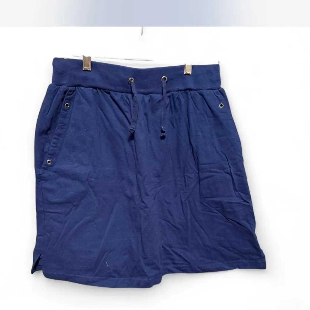Collections ETC Drawstring Side Pocket Cargo Knit Skort with Attached Shorts Blue Size L - Image 7