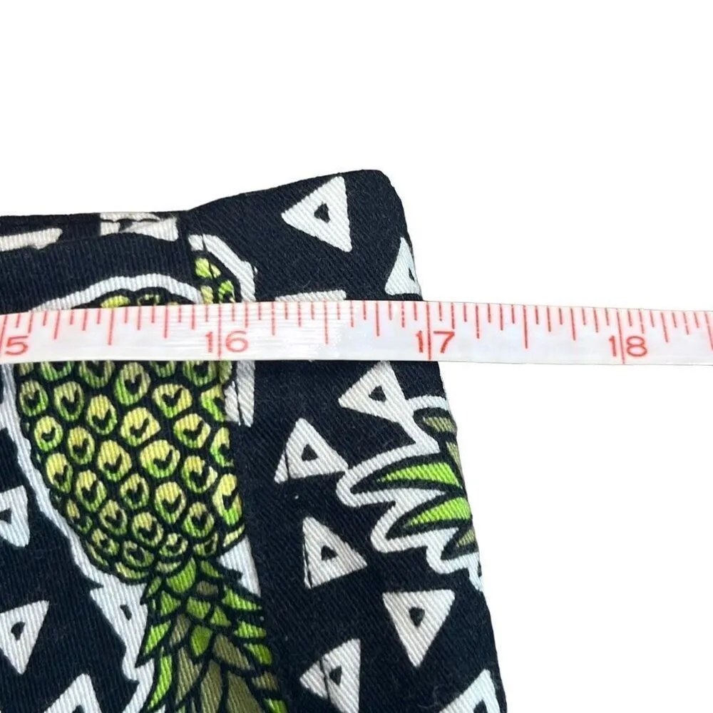 Divided H&M Black Green Pineapple Print Mini Skirt 12 Stretch Tropical Kitschy - Image 6