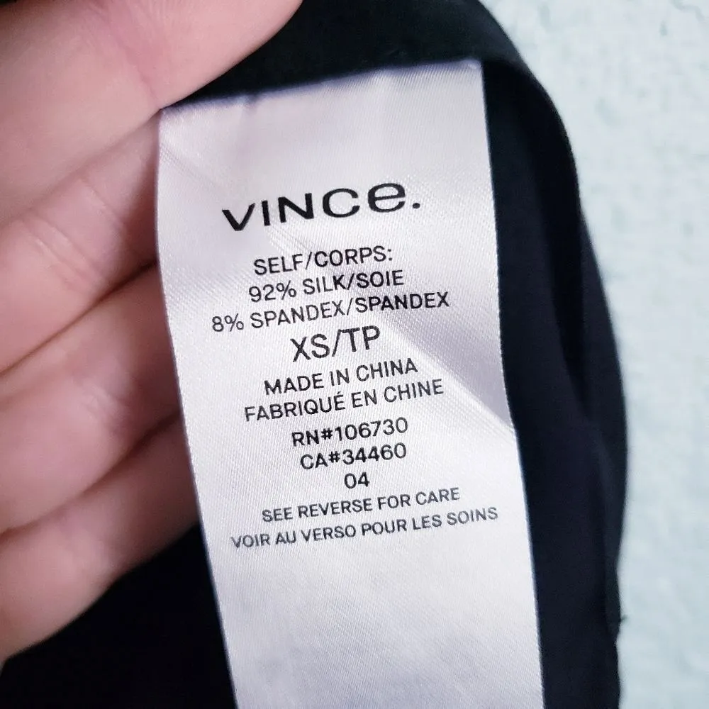 Vince‎ Black V-neck Stretch Silk Blouse - Image 7