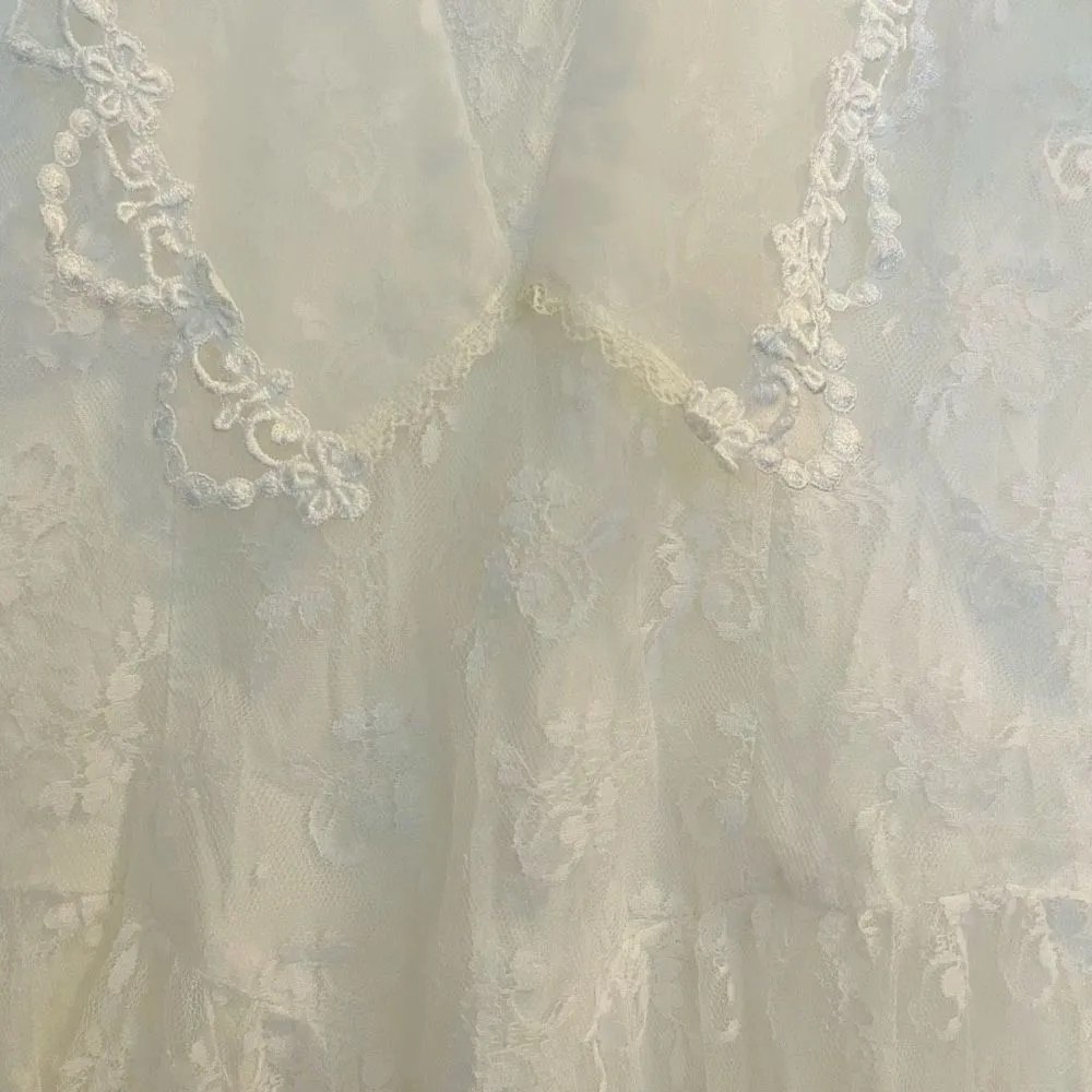 Jessica McClintock Gunne Sax White Ivory Lace Vintage Antique Dress Wedding 7/8 - Image 3
