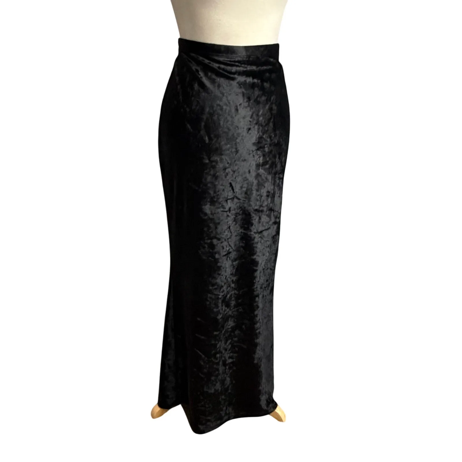 Vintage Y2K Express Maxi Skirt Womens M Black Velvet Soft Y2K 90s Whimsygoth - Image 2