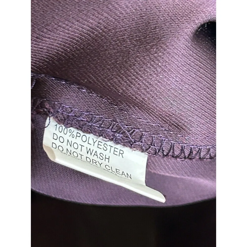 MAC DUGGAL IEENA Plunge V-Neck Long Sleeve Satin Jumpsuit in Plum Purple Size 8 - Image 12