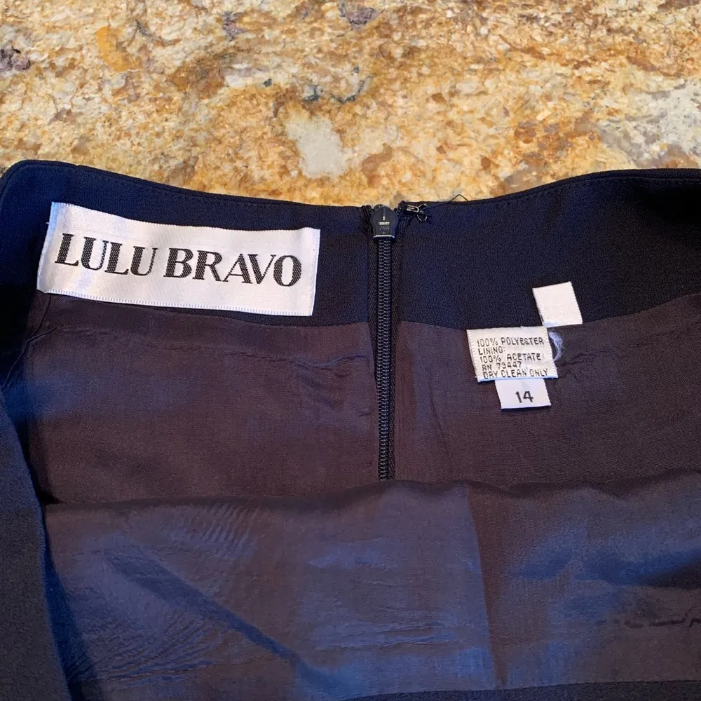 Solid Navy Blue Size 14 Lined Skirt By Lulu Bravo - Image 4
