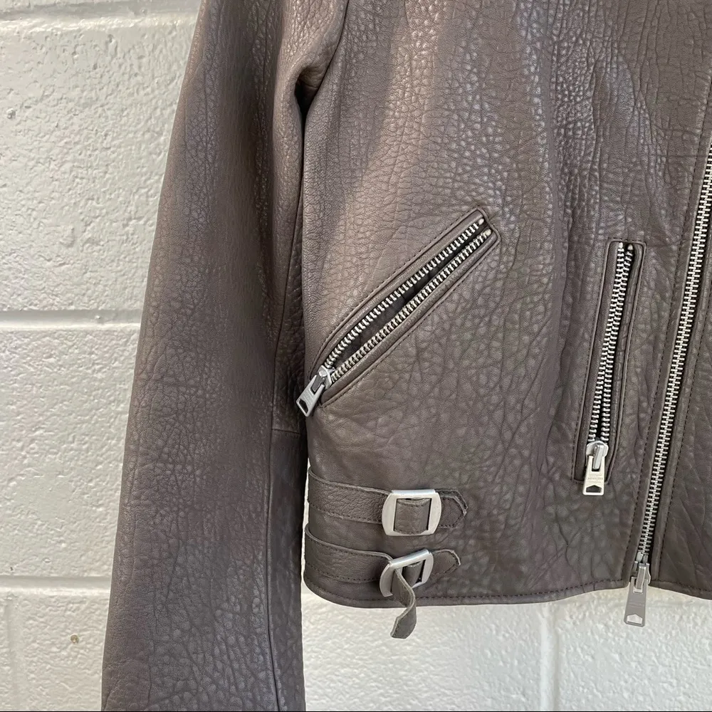 All Saints Watson Leather Moto Biker Jacket - Image 8