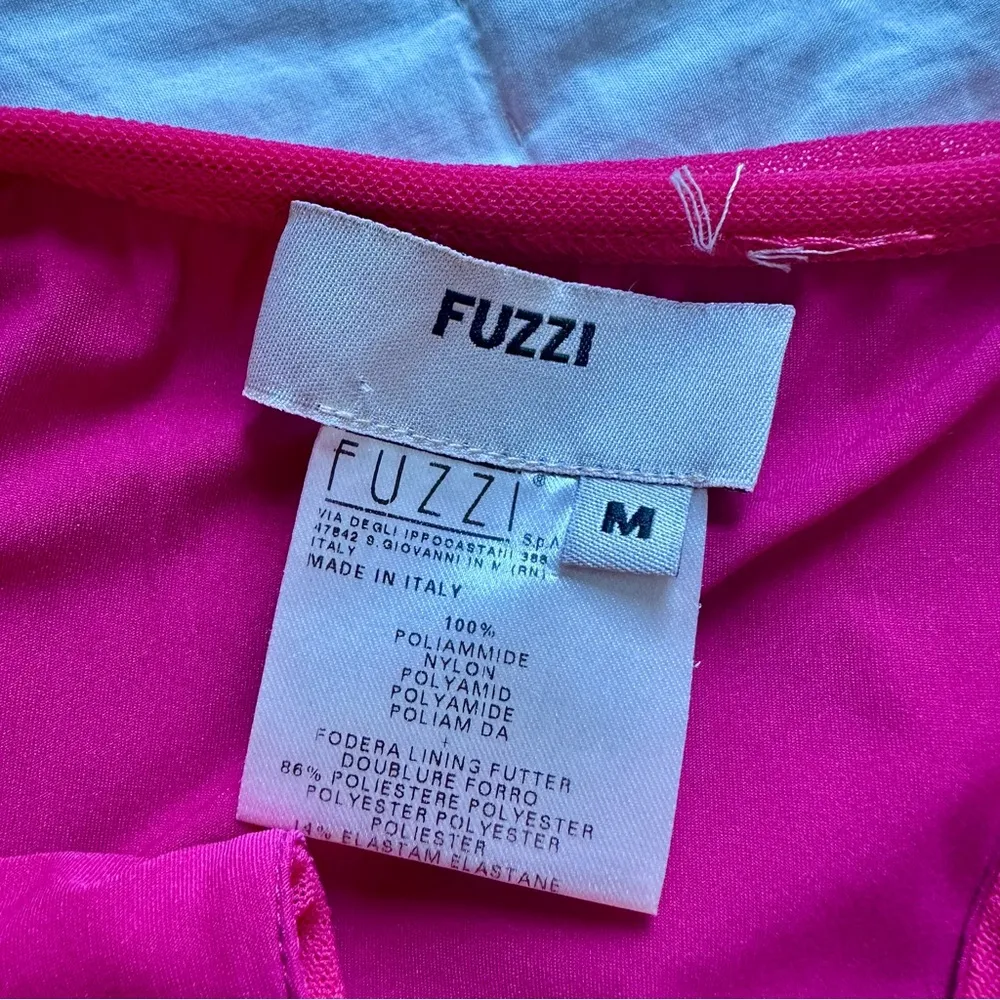 Fuzzi Raspberry Red Pink Ruched Sleeveless Dress with Keyhole Mesh Size M - Image 4