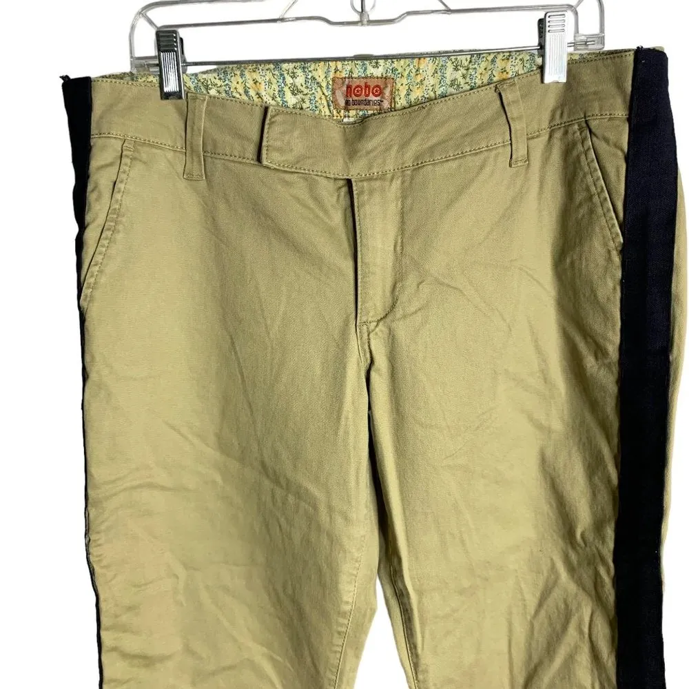 Vintage 90s nobo Mid Rise Straight Leg Pants 15 Tan Button Zip Pockets Stripe - Image 2