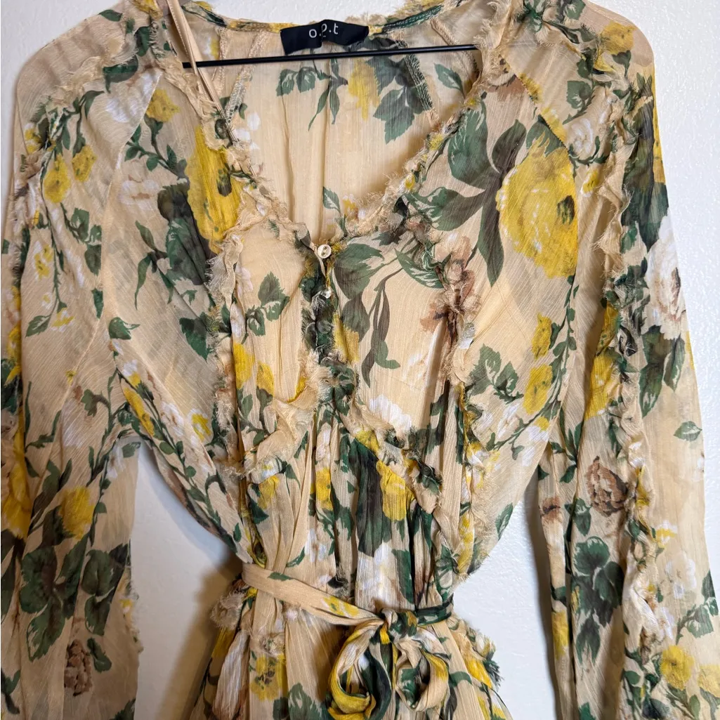 OPT Angelique Floral Print Ruffled Mini Babydoll‎ Dress Yellow - Image 4