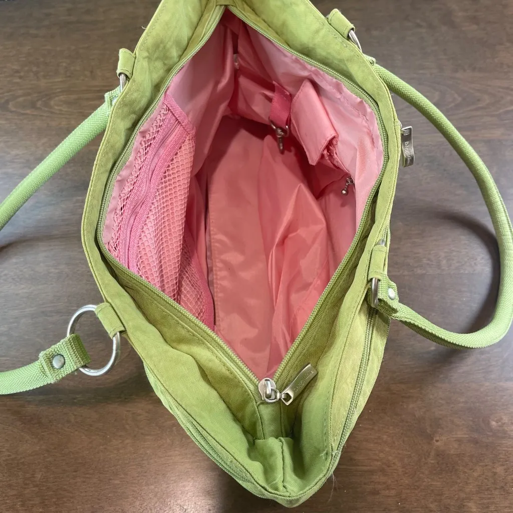 baggallini Zip Around TOTE Double Strap Travel Beach Bag Green Pink Nylon Expand - Image 13