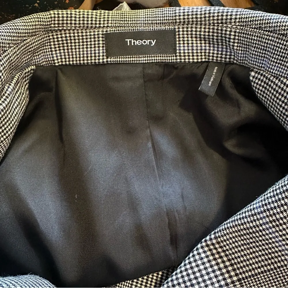 Theory Cardinal Windowpane Portland Plaid Wool Blazer Womens Size 0 Career - Image 9