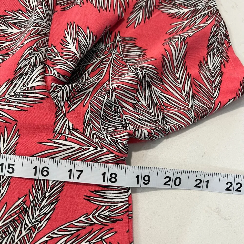 J Jill Wearever Collection Shift Dress Size S Pink Palm Tree Hawaiian Soft Knit - Image 7