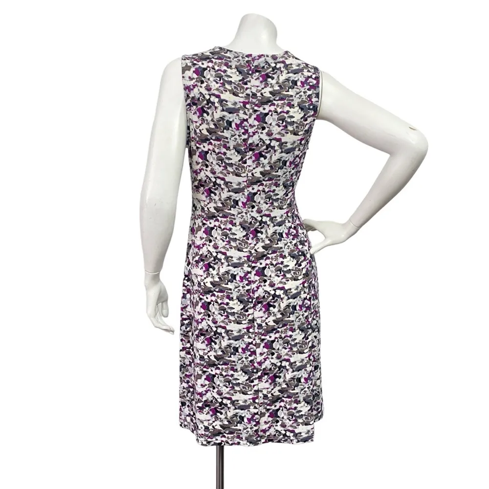 DAISY FUENTES Purple Gray Combo Abstract Sleeveless Dress Small Twisted Preppy - Image 3
