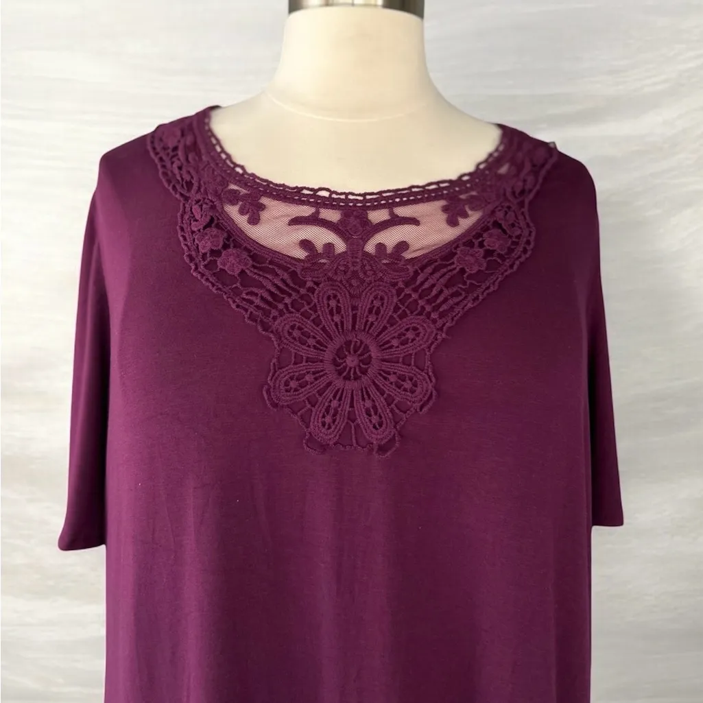NWT!Catherines Deep Purple Midi Dress with Lace Detail Size 4X - Image 3