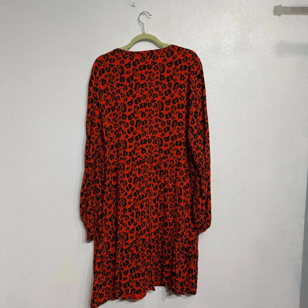 Grace Atwood The Drop Red Leopard Print Mini Shift Dress Sz 2X - Image 9
