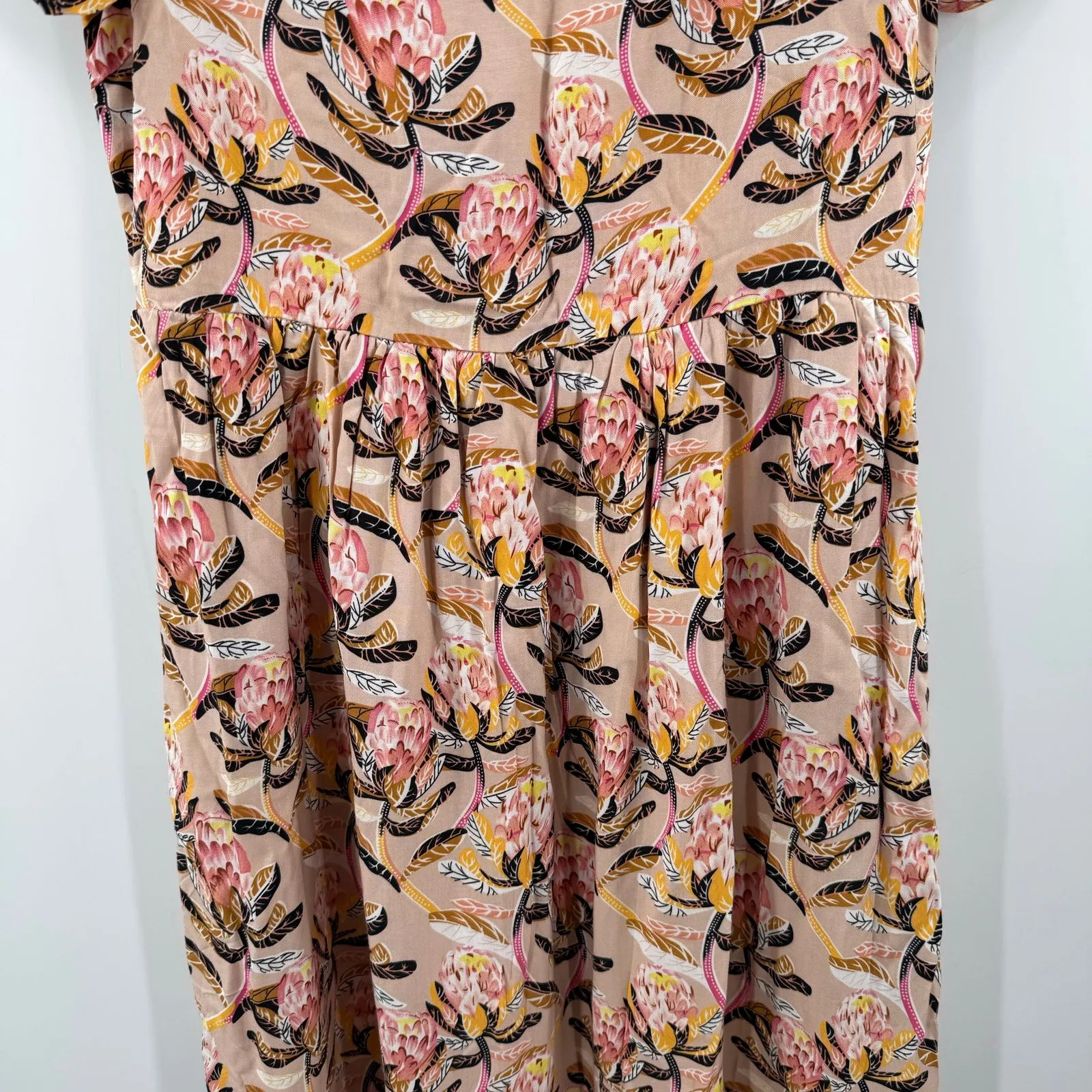 Inherit Clothing Company Dress Small NWT Clara Puff Midi/Maxi Floral Pockets Yellow - Image 11