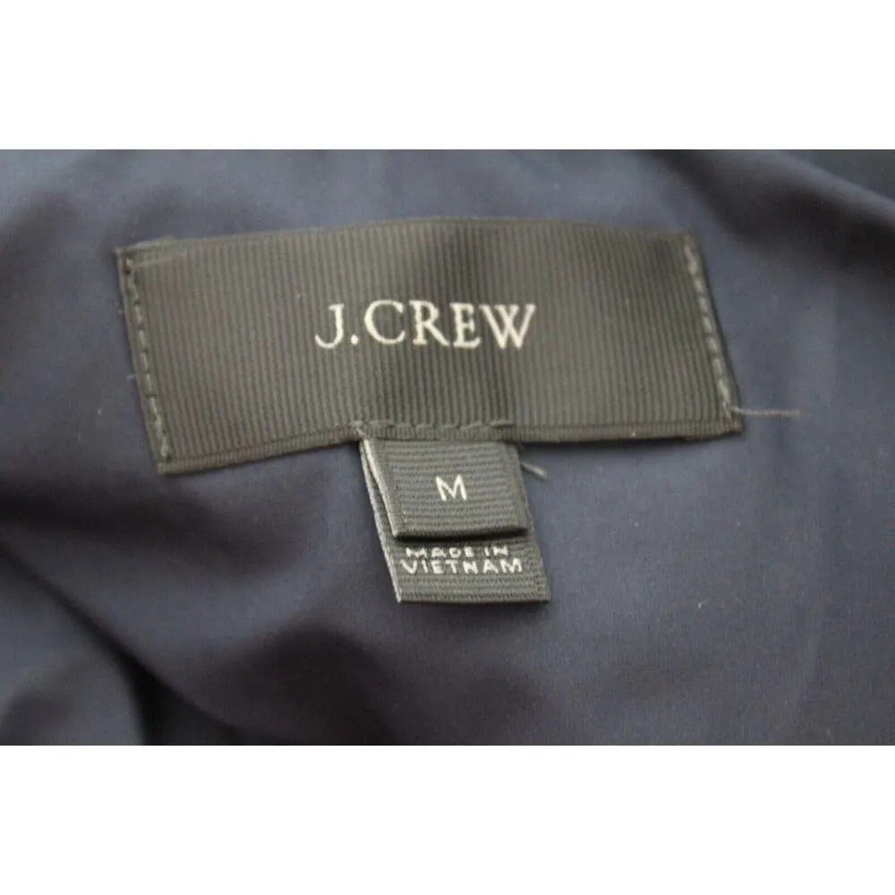 J. Crew Vest Down Puffer Womens Navy White Full Zip Plaid Gingham Feather Medium - Image 3