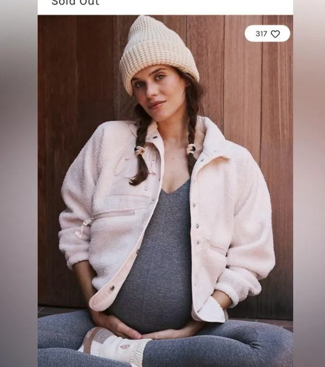 Free People Movement Hatch Hit The Slopes Fleece Jacket Natural Size S - Image 2