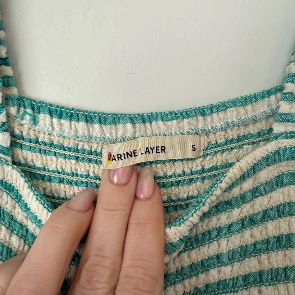 Marine Layer Selene Teal & White Stripe Maxi Dress S - Image 7