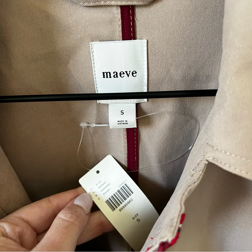 NWT Maeve Anthropologie Cinched-Waist Trench Coat in Khaki - Image 11