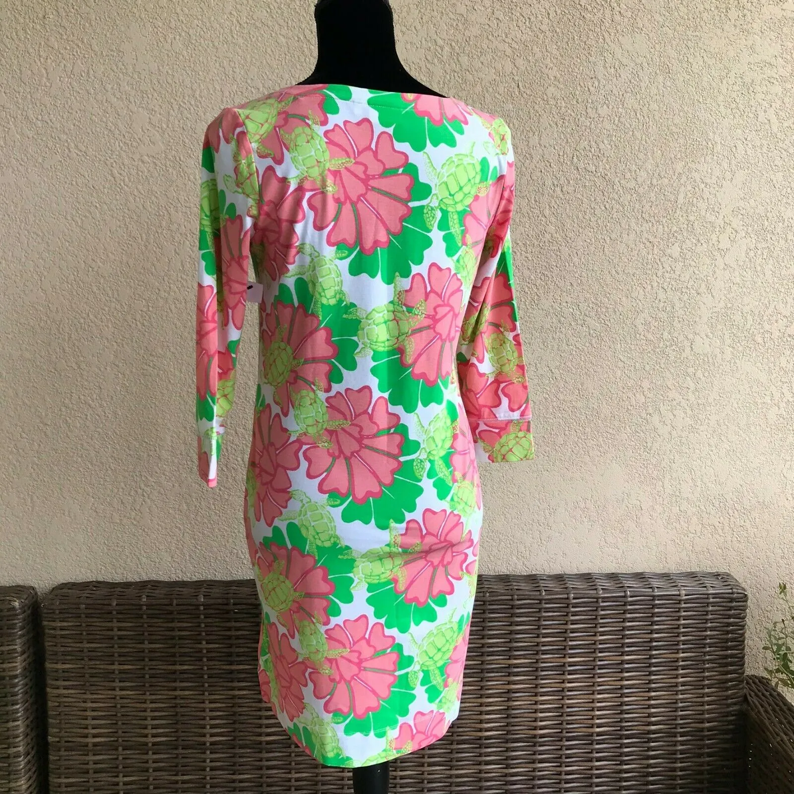 crown & ivy Womens Dress Size XS Pink Green White Sea‎ Turtles Flowers Beach NEW - Image 5