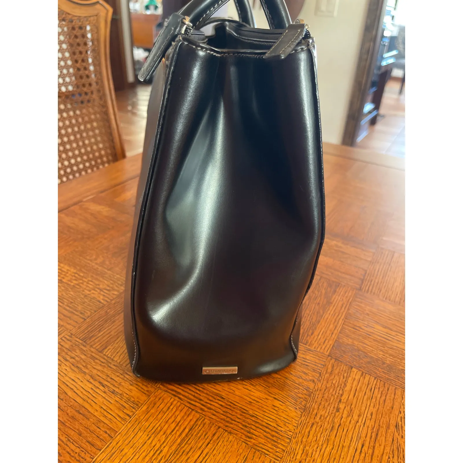 Franklin Covey Leather computer tote/Travel bag black - Image 3