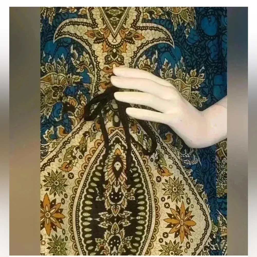 Rose by A.K. Kaftan Kimono Hippie Maxi Beach Dress Summer Dress Plus Size. D4 Blue - Image 14