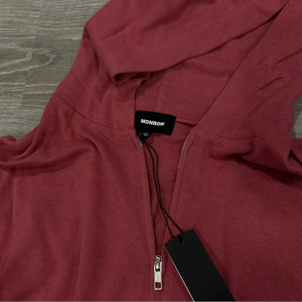 Monrow Red Star Sleeve Hoodie NWT Size M Size M - Image 3