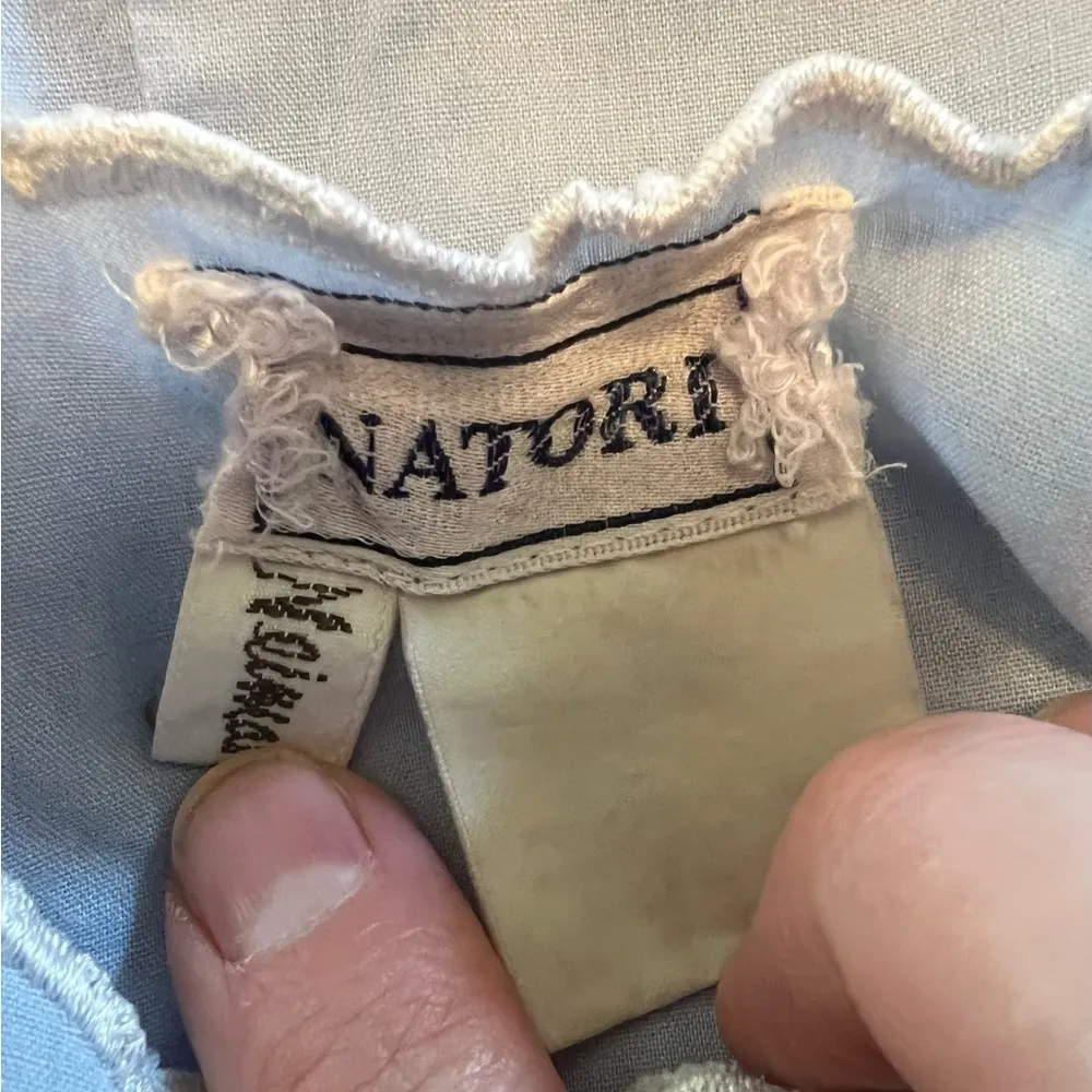 Natori Embroidered Nightgown Neiman Marcus Women's Vintage Light Blue FLAW - Image 8