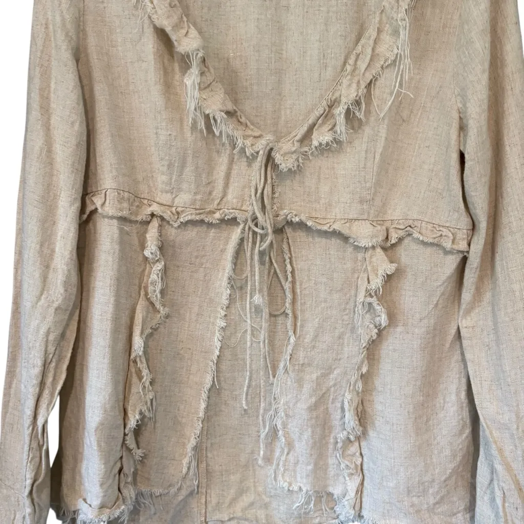 H&M Divided Linen Blend Flounced Top, Sz M - Image 12