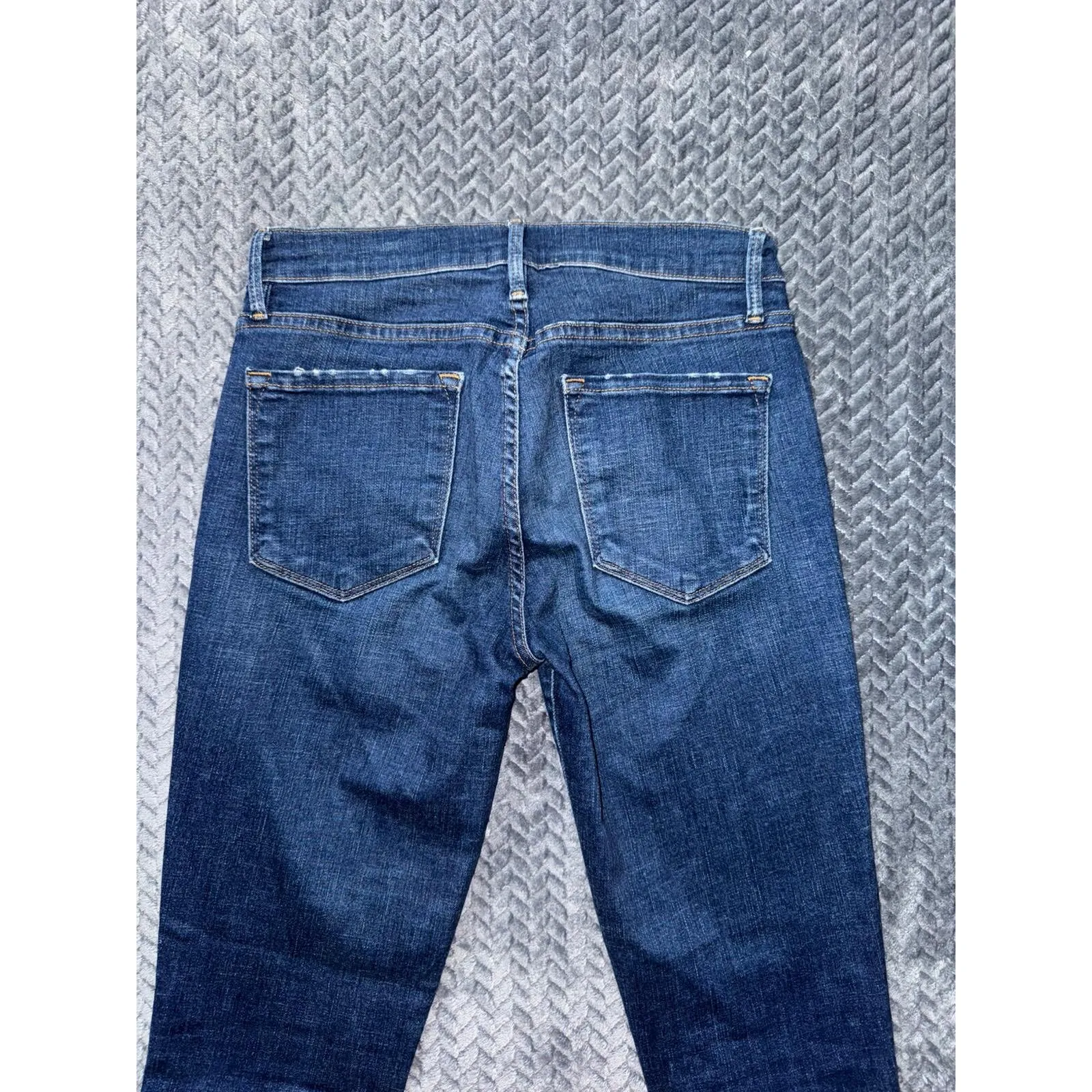 FRAME Le Skinny de Jeanne Jeans Dark Wash Raw Hem Denim Womens Size 27‎ - Image 7
