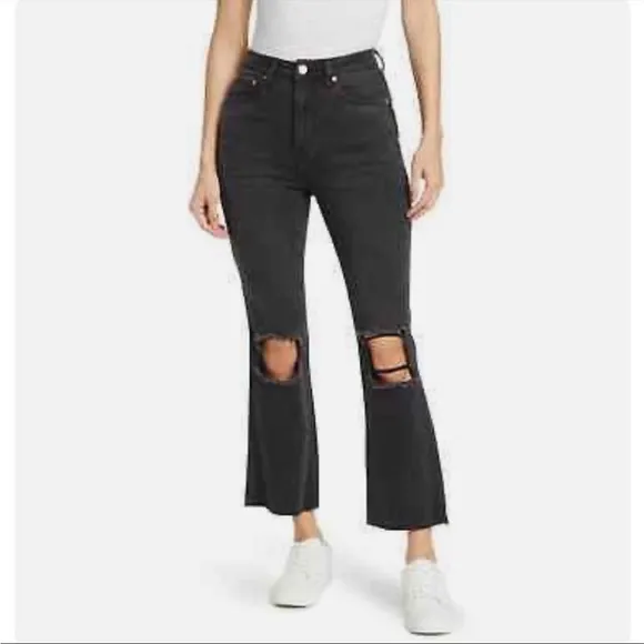 Avec Les Filles Straight Mom Jeans Distressed Washed Black Size 28 - Image 2