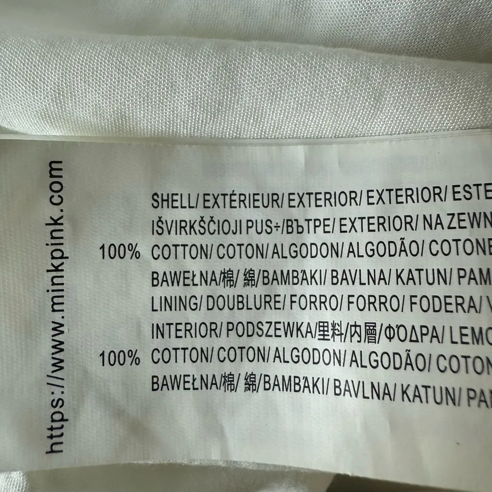 MINKPINK Irwin White Eyelet Mint Green Yellow Floral Mini Dress XS Puff Sleeves - Image 12