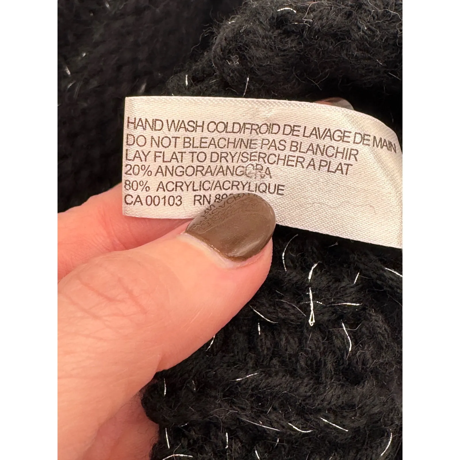 Parkhurst Knit Beanie Hat‎ Black Angora Blend Sparkle Accents Winter Warm - Image 5