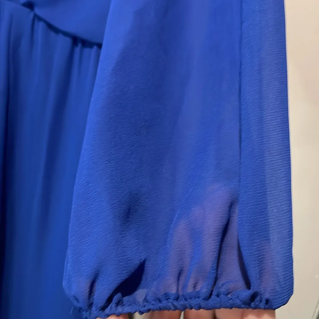 JJ’s House-NWT A-Line V-Neck Floor-Length Chiffon Formal Dress Royal Blue Size 6 - Image 9