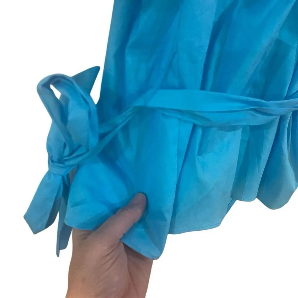 Worthington NWT cotton blend puffy sleeve belted vneck pleated medium - Image 6