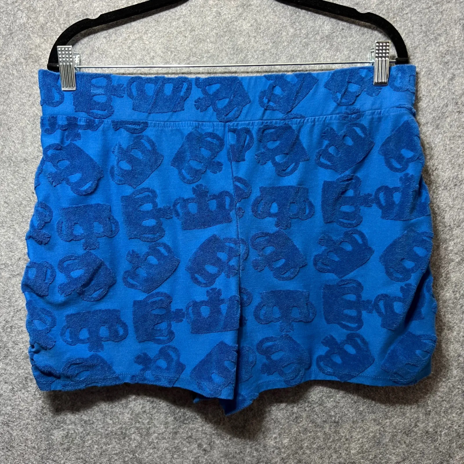 Juicy Couture‎ Terry Cloth Shorts Crown Print Lounge Casual XXL Blue Y2K Style - Image 6