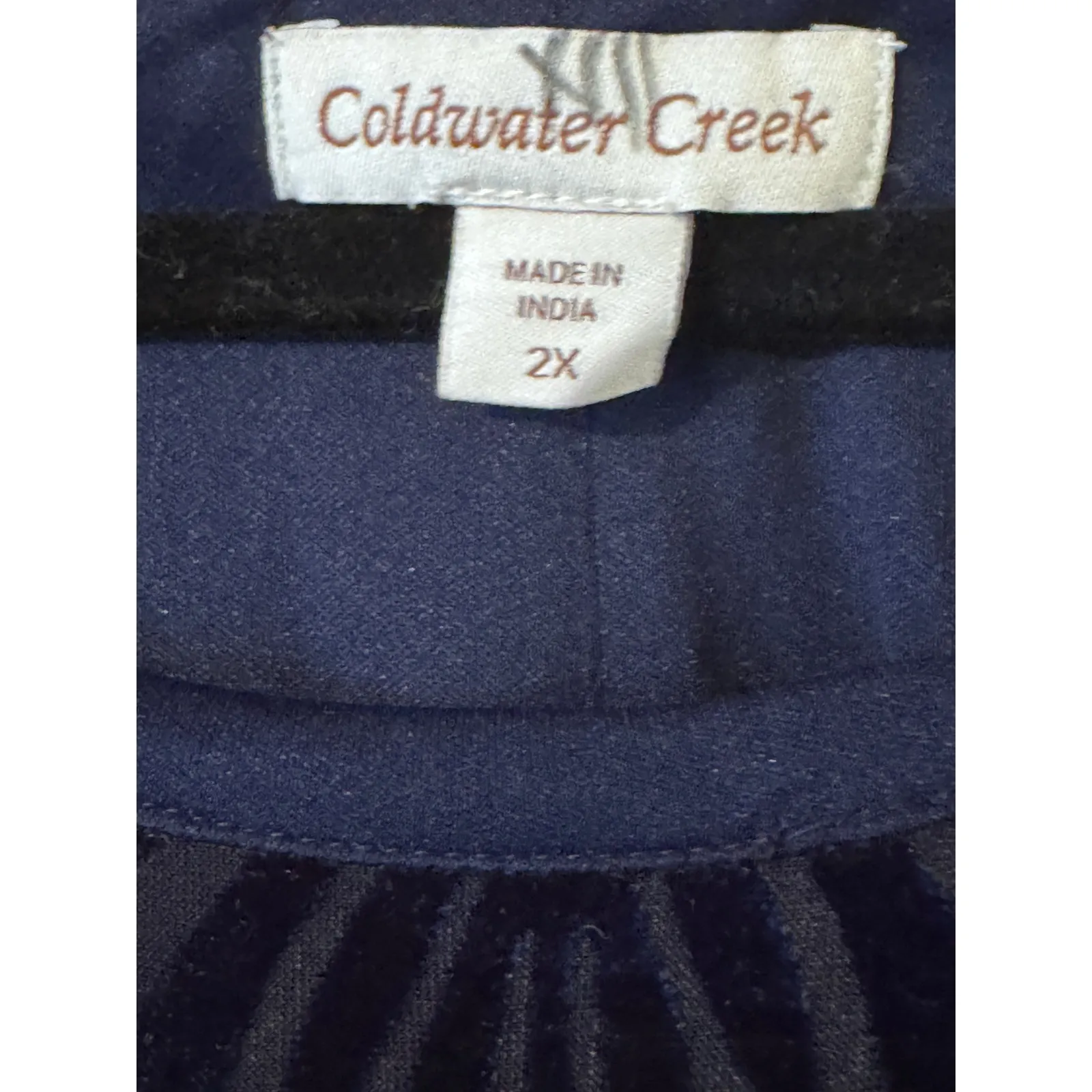 Coldwater Creek Navy Blue Velvet Burnout Damask Print 3/4 Sleeve Dress Size 2X - Image 6