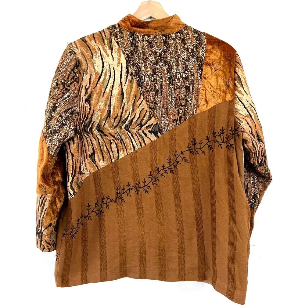 Allure Vtg Jacket Womens 2X 80s Multi Colors Tapestry Golden Embroidered Buttons Size XXL - Image 2