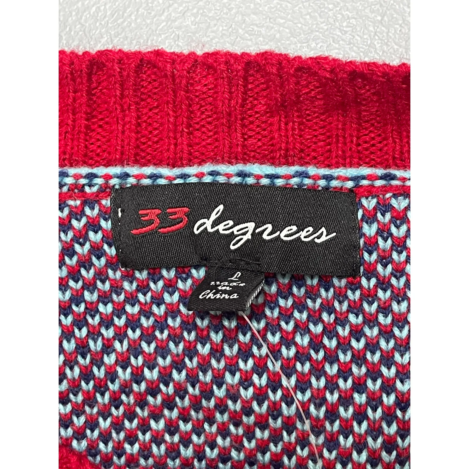 NEW 33 Degrees Merry & Bright Multicolor Christmas Holiday Sweater Top Size L Size L - Image 7